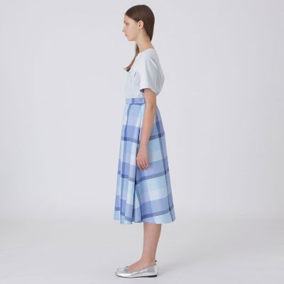 クレストブリッジチェックライトクロッシングツイルスカート | BLUE