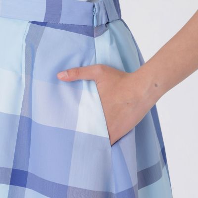 クレストブリッジチェックライトクロッシングツイルスカート | BLUE