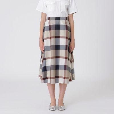 クレストブリッジチェックライトクロッシングツイルスカート | BLUE