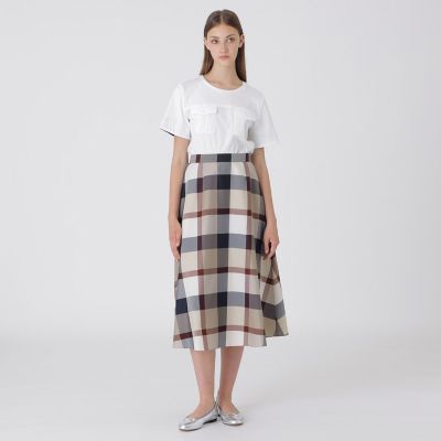 クレストブリッジチェックライトクロッシングツイルスカート | BLUE