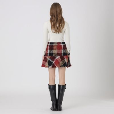 【美品】クレストブリッジチェックロービングツイード台形スカート 取扱店舗限定】クレストブリッジチェックロービングツイードミニ
