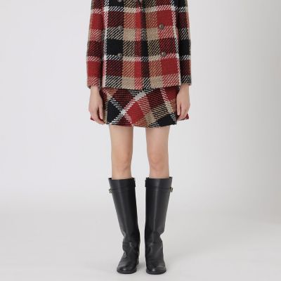 【美品】クレストブリッジチェックロービングツイード台形スカート 取扱店舗限定】クレストブリッジチェックロービングツイードミニ