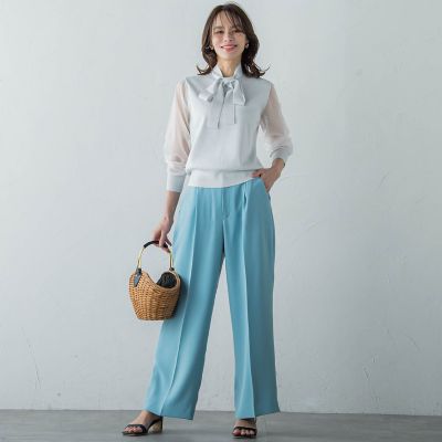 ＭＩＬＩＯＮＥ　ＤＯＵＢＬＥＳＡＴＩＮワイドパンツ≪洗濯機で洗える≫