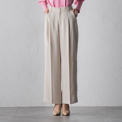 ＭＩＬＩＯＮＥ　ＤＯＵＢＬＥＳＡＴＩＮワイドパンツ≪洗濯機で洗える≫