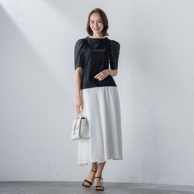 バックサテンジョーゼットパンツ≪洗濯機で洗える≫