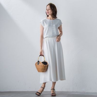 バックサテンジョーゼットパンツ≪洗濯機で洗える≫
