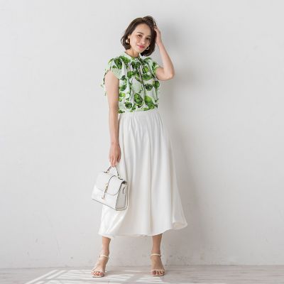 バックサテンジョーゼットパンツ≪洗濯機で洗える≫