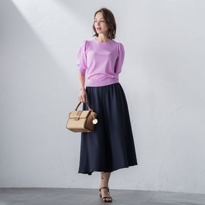 バックサテンジョーゼットパンツ≪洗濯機で洗える≫