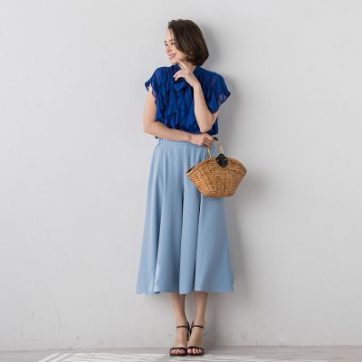 バックサテンジョーゼットパンツ≪洗濯機で洗える≫