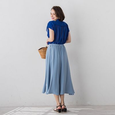 バックサテンジョーゼットパンツ≪洗濯機で洗える≫