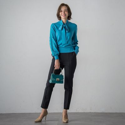 ダブルクロスバックピーチテーパードパンツ≪洗濯機で洗える≫