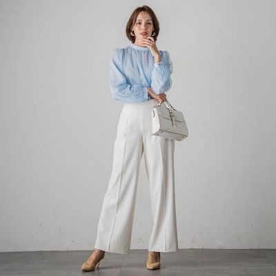 ライトダブルクロスワイドパンツ≪洗濯機で洗える≫