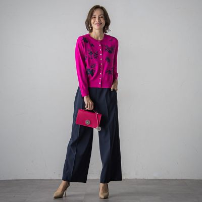 ＜Viaggio Blu (Women)＞ライトダブルクロスワイドパンツ≪洗濯機で洗える≫