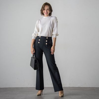フランス綾ＴＲ２ＷＡＹストレッチワイドパンツ≪洗濯機で洗える≫