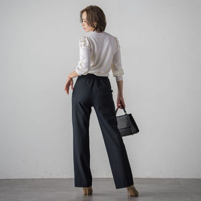 フランス綾ＴＲ２ＷＡＹストレッチワイドパンツ≪洗濯機で洗える≫