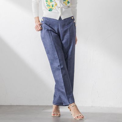 ラメデニムプリントワイドパンツ≪手洗い可能≫