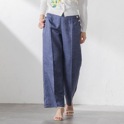 ラメデニムプリントワイドパンツ≪手洗い可能≫