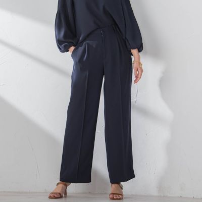スムージーサテンワイドパンツ≪洗濯機で洗える≫