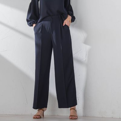 スムージーサテンワイドパンツ≪洗濯機で洗える≫