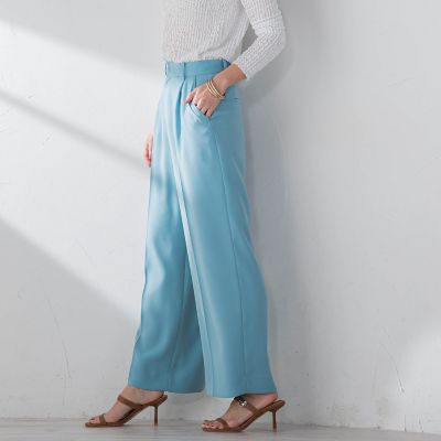 スムージーサテンワイドパンツ≪洗濯機で洗える≫