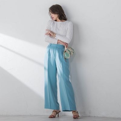 スムージーサテンワイドパンツ≪洗濯機で洗える≫