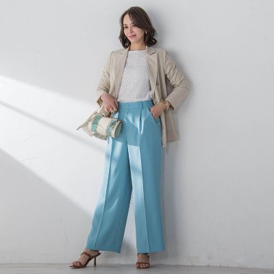 スムージーサテンワイドパンツ≪洗濯機で洗える≫