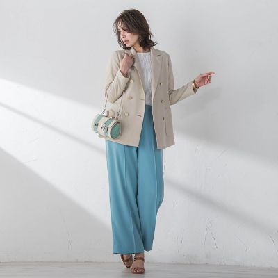 スムージーサテンワイドパンツ≪洗濯機で洗える≫