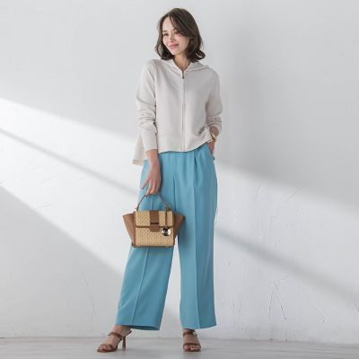スムージーサテンワイドパンツ≪洗濯機で洗える≫