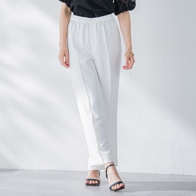 【SALE】Viaggio Blu (Women)/ビアッジョブルー 接触冷感2WAYストレッチワイドパンツ&#8810;洗濯機で洗える&#8811; 01ホワイト パンツ・ズボン【三越伊勢丹/公式】