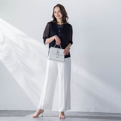 新色追加】接触冷感2WAYストレッチワイドパンツ≪洗濯機で洗える