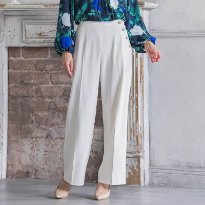 ＜Viaggio Blu (Women)＞キラキラボタンワイドパンツ≪手洗い可能≫