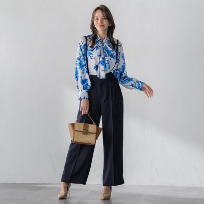 サスペンダー付きダブルサテンパンツ | Viaggio Blu (Women