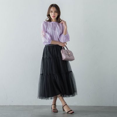 ＜Viaggio Blu (Women)＞チュールスカート≪洗濯機で洗える≫