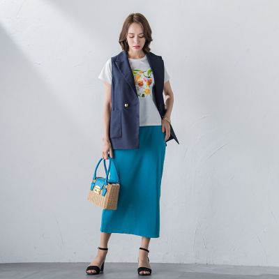 ＜Viaggio Blu (Women)＞ナローニットスカート≪セットアップ対応／手洗い可能≫