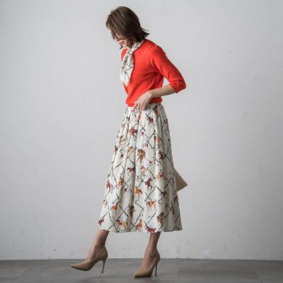 ホースプリントスカート≪セットアップ対応／洗濯機で洗える