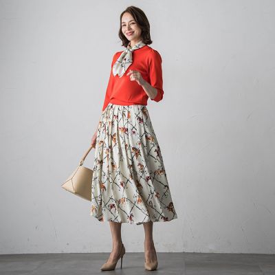 ホースプリントスカート≪セットアップ対応／洗濯機で洗える