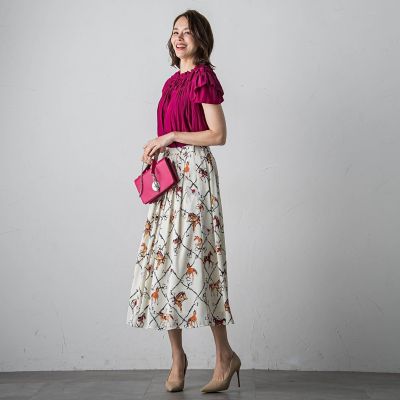 ホースプリントスカート≪セットアップ対応／洗濯機で洗える