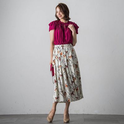 最終値下げ！新品Viaggio Bluホースプリントスカート¥31,900 ビアッジョブルー Viaggio Blu ホースプリントスカート≪洗濯機で