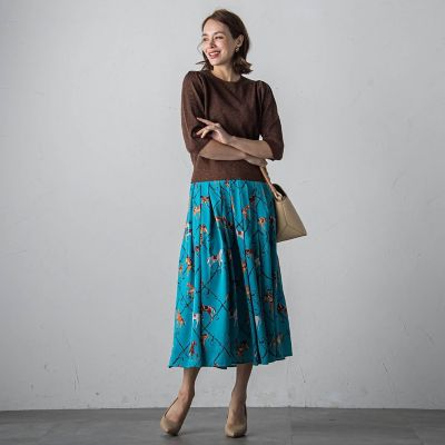 最終値下げ！新品Viaggio Bluホースプリントスカート¥31,900 ビアッジョブルー Viaggio Blu ホースプリントスカート≪洗濯機で