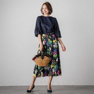 【ＷＥＢ限定カラーあり】フルーツプリントスカート≪セットアップ対応／洗濯機で洗える≫