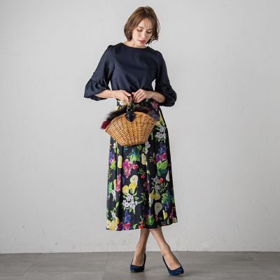 【ＷＥＢ限定カラーあり】フルーツプリントスカート≪セットアップ対応／洗濯機で洗える≫