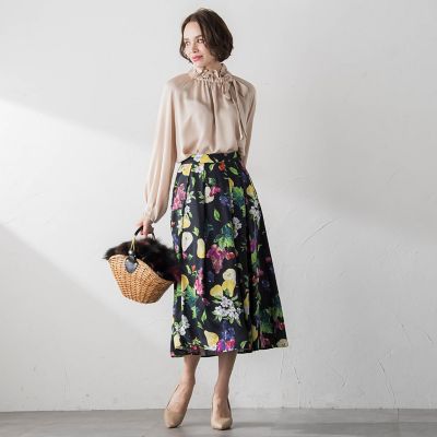 【ＷＥＢ限定カラーあり】フルーツプリントスカート≪セットアップ対応／洗濯機で洗える≫