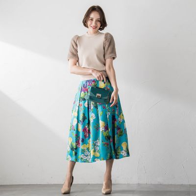 【ＷＥＢ限定カラーあり】フルーツプリントスカート≪セットアップ対応／洗濯機で洗える≫