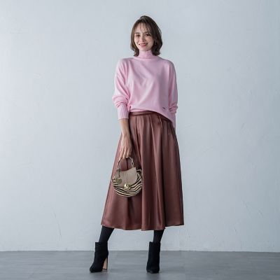 ＜Viaggio Blu (Women)＞レザーライクサテンスカート≪洗濯機で洗える≫