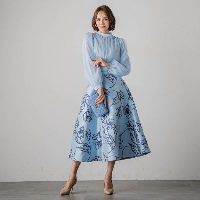 売れ筋新商品 ラインフラワースカート≪洗濯機で洗える≫ | Blu Viaggio スカート