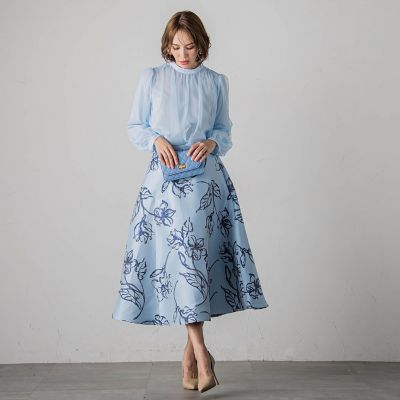 ラインフラワースカート≪洗濯機で洗える≫