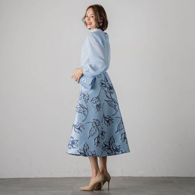ラインフラワースカート≪洗濯機で洗える≫