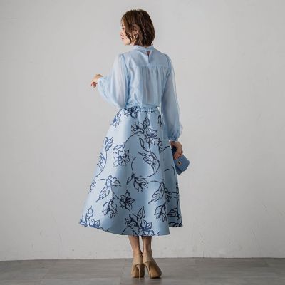 ラインフラワースカート≪洗濯機で洗える≫