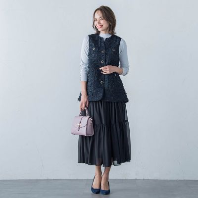 マットトリコットティアードスカート≪洗濯機で洗える