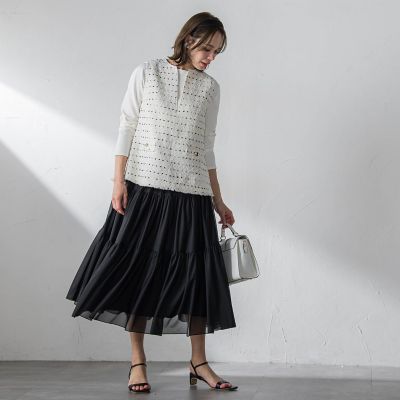 マットトリコットティアードスカート≪洗濯機で洗える